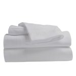 Comfy Bamboo World 9900 Series Embroidered Bedsheets Sheet Set, Twin Size, White