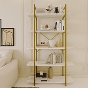 Bookshelf Tiers White Wooden Storage Shelf Modern Open Display Storage Bookcase Book Organizer Metal Bookshelf Standing Storage Shelf Tall Shelving Units for Home Office Study