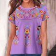 thumbnail image 2 of Birdeem Blouses pour Femmes T-Shirt Rétro Ethnique Imprimé à Manches Courtes à Col Rond pour Femmes, 2 of 12