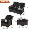thumbnail image 3 of Costway 5PCS Patio Rattan Furniture Set Loveseat Sofa Ottoman W/Black Cushion, 3 of 10