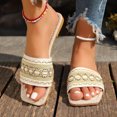 thumbnail image 3 of IUJSOY Womens Single Embroidery Band Slides Sandals Square Open Toe Slip on Summer Beach Flat Sandal, 3 of 9
