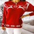 thumbnail image 2 of Chandails de Noël Laids pour Femmes Col Roulé Manches Longues Imprimé Flocon de Neige Élan Hauts en Tricot Ample, 2 of 7