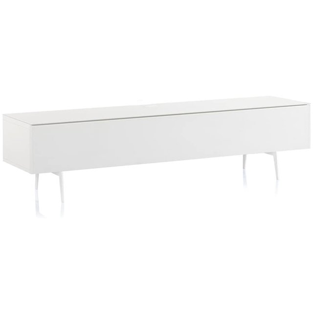 SONOROUS Studio ST-360 Wood and Glass Modern TV Stand with Spike Metal Legs for Sizes up to 75" (Modern Design Cabinet For Your Audio/Video Components and Consoles, Comes with I/R Repeater) - WHITE