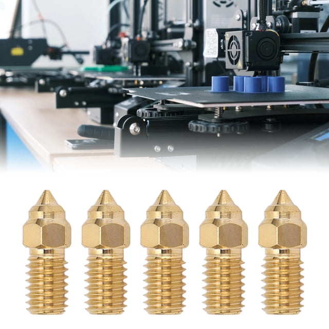 5Pcs Brass 3D Printer Nozzle High Temperature 300 1.75mm Filament for End 5 S1 End 7 Printers with M6 Thread Nozzle