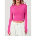 thumbnail image 3 of Faithtur T-shirt pour Femmes, Manches Longues Col Rond Ajusté Crop Top avec Trous pour les Pouces pour Usage Quotidien, 3 of 9