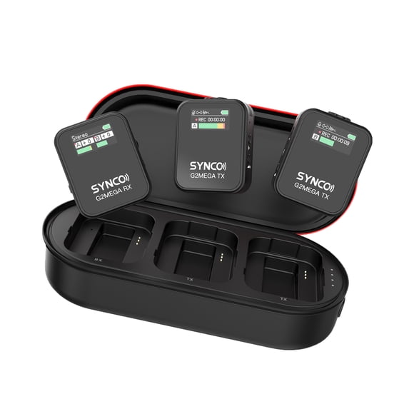 SYNCO G2MEGA 1-Trigger-2 2.4G Wireless Microphone System Clip-on Microphone 200M