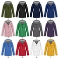 thumbnail image 4 of Veste à Doublure Rayée pour Femmes, Extérieur, Cordon de Serrage, Randonnée, Imperméable, Manteau d'Hiver Chaud à Capuche, Manteau de Sport, 4 of 5