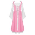 thumbnail image 4 of Xnihocha Robe Médiévale Renaissance Rétro pour Filles, Manches Longues Évasées, Lacets, Maxi Robe Rose 12, 4 of 7
