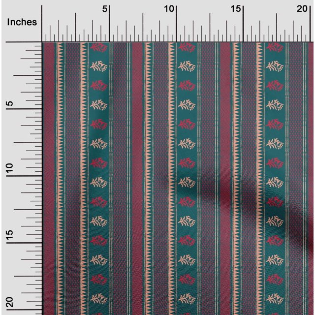 oneOone Viscose Chiffon Fabric Geometric|Stripe & Floral Block Printed Craft Fabric BTY 42 Inch Wide