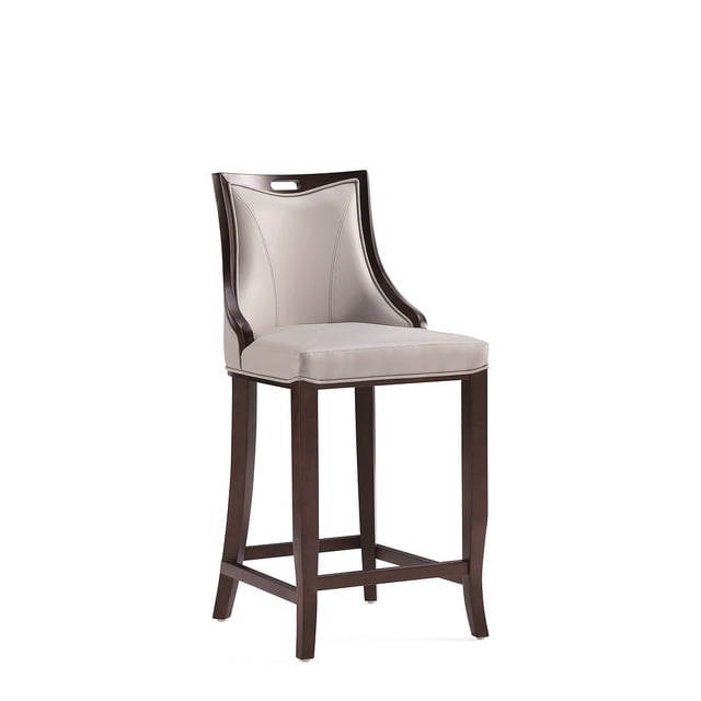 Manhattan Comfort Emperor Faux Leather Barstool in Light Grey