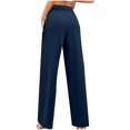 thumbnail image 3 of Diufon Womens High Waisted Pants Solid Color Wide Leg Pants Button Business Straight Trousers with Pockets, 3 of 6