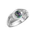 thumbnail image 3 of RYLOS Men's Rings Sterling Silver Rings Classic Designer Style 8X6MM Oval Gemstone & Diamond Ring Alexandrite June Birthstone Rings For Men Size 11, 3 of 7