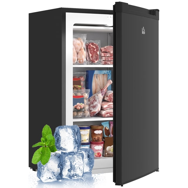 HOMCOM Congélateur Vertical Compact 3 Pi3 Mini-Congélateur, Noir