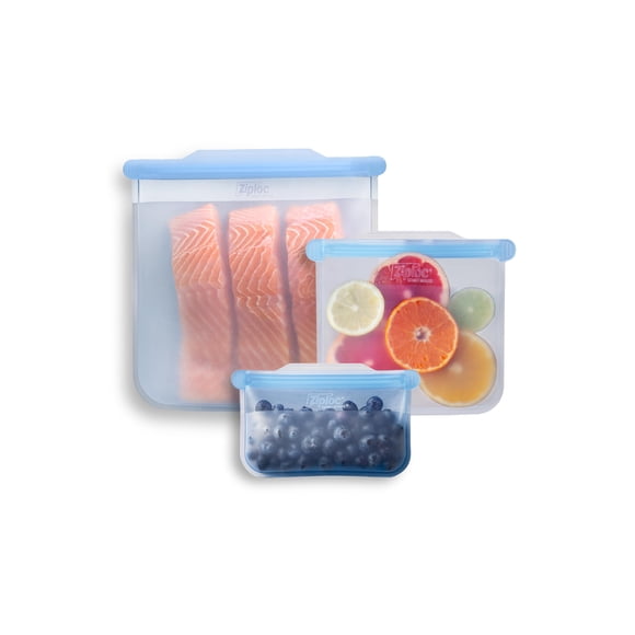 Ziploc Endurables Small, Medium, and Large Pouch, Reusable Silicone Bags and Food Storage Meal Prep Containers for Freezer, Oven, and Microwave, Dishwasher Safe