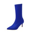 thumbnail image 2 of Women's Shoes British Style Fashionable Smooth Flock Pointed Candy Color Fine Heels Boots, 2 of 8