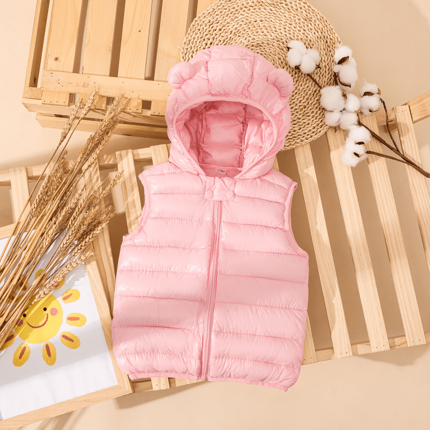 PatPat Veste Sans Manches Matelassée en Coton à Capuchon pour Tout-Petit Garçon/fillette