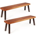 thumbnail image 1 of Costway Set of 2 Acacia Wood Dining Bench Rustic Wood Outdoor Patio Dining Room Brown, 1 of 7