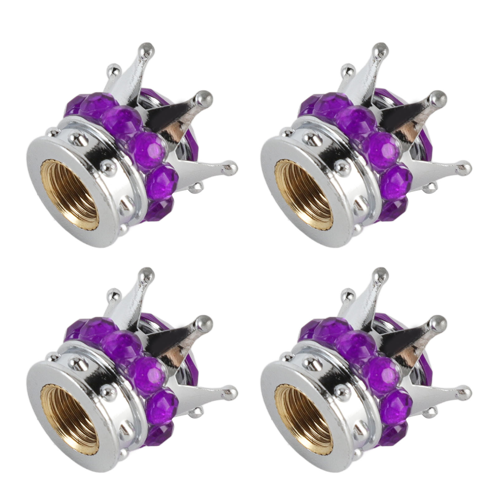Wheel Stem Valve , Crown Shape Copper Core Wheel Valve Covers Wearproof 4 Pieces Universal  For Cars Trucks Bicycles White,Red,Purple,Rose Red
