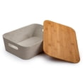 thumbnail image 1 of Truu Design Modern and Sleek Decorative Paper Beige Storage Basket with Bamboo Lid, 1 of 5