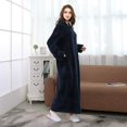 thumbnail image 2 of Ladies Zip Fleece Waffle Long Dressing Gown Fluffy Towelling Bathrobe Sleepwear, 2 of 5