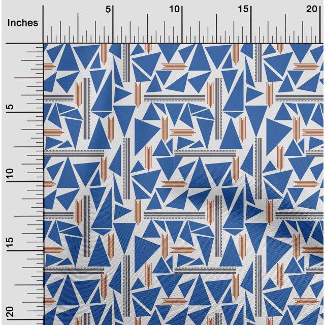 oneOone Georgette Viscose Fabric Triangle & Line Geometric Decor Fabric Printed BTY 42 Inch Wide