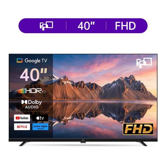 FPD 40-inch Smart TV, 1080p Full HD LED Television with Google TV, HDR10, Dolby Audio, Google Cast, Voice Remote