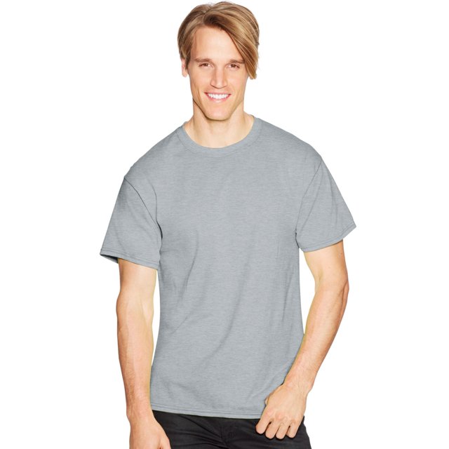 Hanes Mens ComfortBlend EcoSmart 4-Pack Crewneck T-Shirts, L, Light Steel