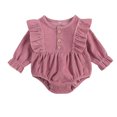 thumbnail image 1 of Kmbangi Baby Romper, Solid Color Round Neck Long Sleeve Bodysuit Jumpsuit, 1 of 7
