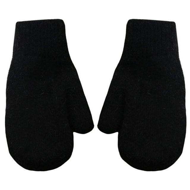 1 Pair Women Mittens Double-layers Cute Stretchy Soft Thickened Cold Resistant Solid Color Autumn Winter Girls Gloves for Riding