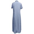 thumbnail image 5 of fartey Women Plus Size Sundresses Button Down Ruffle Layered Hem Pockets Maxi Dress Roomy Solid Color V Neck Short Sleeve Dresses, 3XL-5XL, 5 of 5