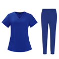 thumbnail image 1 of Xuanheng Women's V-Neck Short Sleeve Scrub Set, Bright Blue, M, 1 of 8