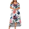thumbnail image 1 of TopLLC Robes d'Été pour Femmes Grande Taille à Manches Courtes Robes Maxi à Fleurs Robe de Soirée à Épaules Dénudées avec Poches Robe Formelle Femme, 1 of 5