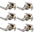 thumbnail image 1 of of Lever Keyed Entry Door Lever Handle Lock Universal Door Knob Hardware Nickel Brushed Color (MRCA), 1 of 5