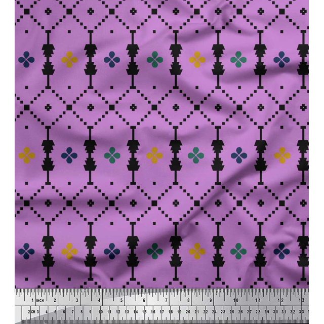 Soimoi Georgette Viscose Fabric Jaal Jamdani Print Fabric by Yard 42 Inch Wide