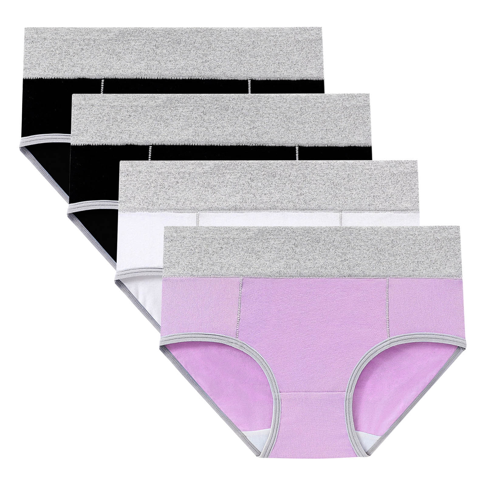 Timegard Culottes pour Femmes 4 Pcs Grande Taille Taille Mi-Haute Confortables Invisibles Culottes Respirantes Culottes Menstruelles