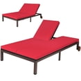 thumbnail image 2 of Costway 2-Person Patio Rattan Lounge chair Chaise Recliner Adjustable Cushioned Red, 2 of 10