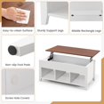 thumbnail image 4 of Giantex Lift Top Coffee Table, with Hidden Storage Compartment & 3 Open Shelves, Rectangular Cocktail Tea Table w/Solid Wood Legs for Living Room Reception Room, White, 4 of 5