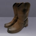 thumbnail image 2 of XZNGL Mens Leather Non-slip Slip-On Round Toe Buckle Low-heeled Shoes Cowboy Boots, 2 of 8