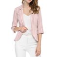 thumbnail image 2 of Unique Bargains Blazer Ouvert à Rayures pour Femme à Manches 3/4, 2 of 6