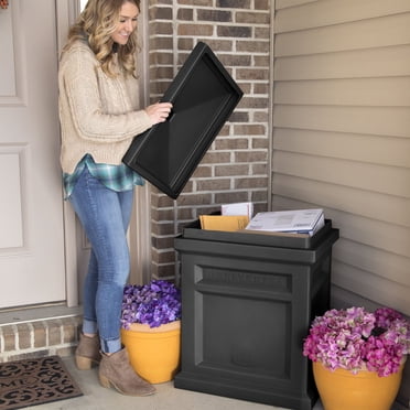Step 2 Black Express Parcel Delivery Outdoor Package Security Box for Porch in Resin