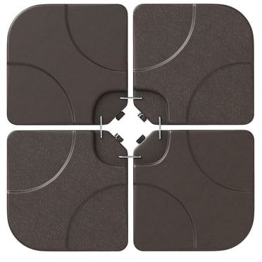 Costway 20" Patio Offset Umbrella Base Stand Water Filled Base Weights Sand Plate Set Brown