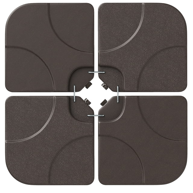 Costway 20" Patio Offset Umbrella Base Stand Water Filled Base Weights Sand Plate Set Brown