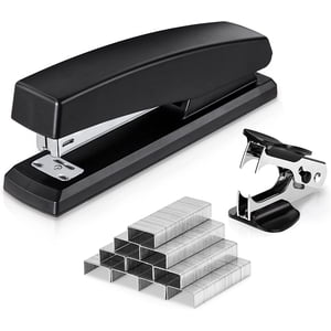 Deli Stapler, stapler de bureau, stappler de bureaux, 20 Capacité de la feuille, y compris 1000 Agrafes et détachants, noir