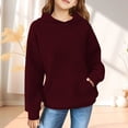 thumbnail image 2 of FAOWME Child Solid Color Hooded Silk Checked Tops Coat Wine 5-6 Years, 2 of 4