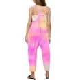 thumbnail image 3 of MIASHUI Girls Tie Dye Rompers Sleeveless Spaghetti Straps Jumpsuits Comfy Loose Trousers,Pink,5-6 Years, 3 of 5