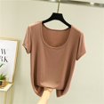 thumbnail image 2 of Yuyuzo Hauts de Pyjama Grande Taille pour Femmes Manches Courtes Haut de Pjs Col Rond Chemises de Nuit Doux Confortables Vêtements d'Intérieur, 2 of 3