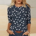 thumbnail image 1 of Craaazy Hauts Tendance pour Femmes Grande Taille Coupe Ample Imprimé Floral Col Rond Style Décontracté Blouse à Manches 3/4 pour le Printemps, l'Été, Sorties Quotidiennes, 1 of 5