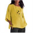 thumbnail image 1 of Hauts d'Été pour Femmes 2023 Mode Femmes Été Imprimé Trois Quarts Manches Courtes Col Rond Régulier T-Shirt Bohème Grande Taille pour Femmes, 1 of 4
