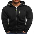 thumbnail image 1 of Men Hooded Jacket Adults Solid Color Long Sleeve Sweatshirt with Zipper Pocket, 1 of 4