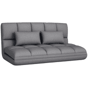 HOMCOM Adjustable Floor sofa Foldable Lazy Sofa Sleeper w/ 2 Pillows Grey